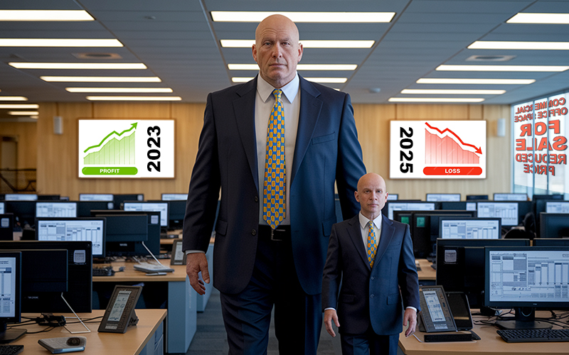 Now, with half the staff, his newly built custom offices for sale, his expansion offices now apartments, and half the income, David Flude seems half the man he used to be.