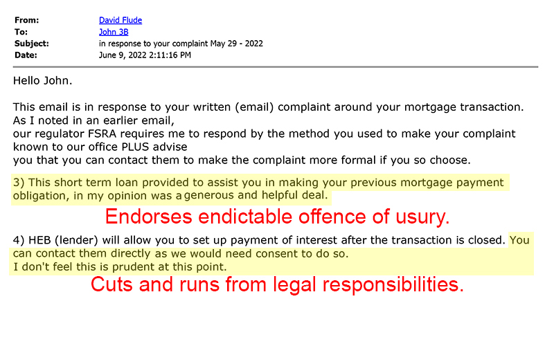 David Flude 'justified' loan sharking and then abandons all responsibility.