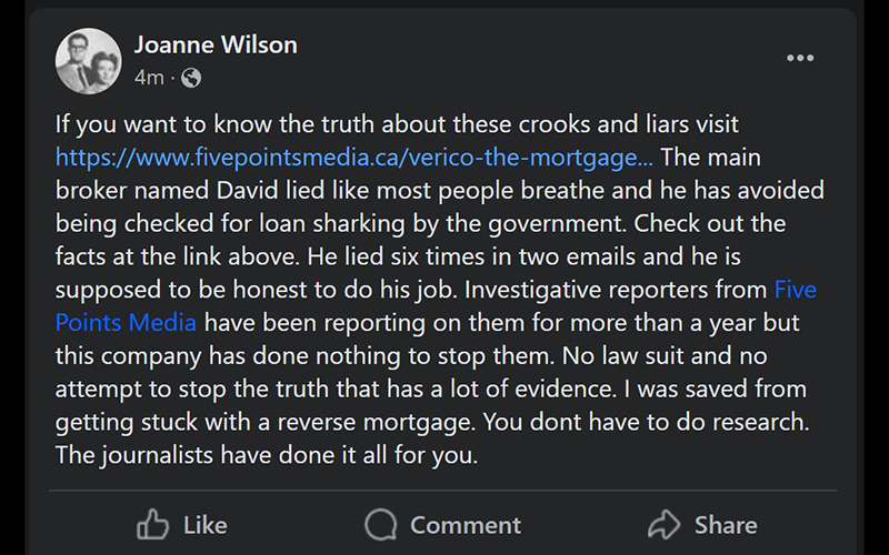 They are posting reviews on the Mortgage Station Facebook page.